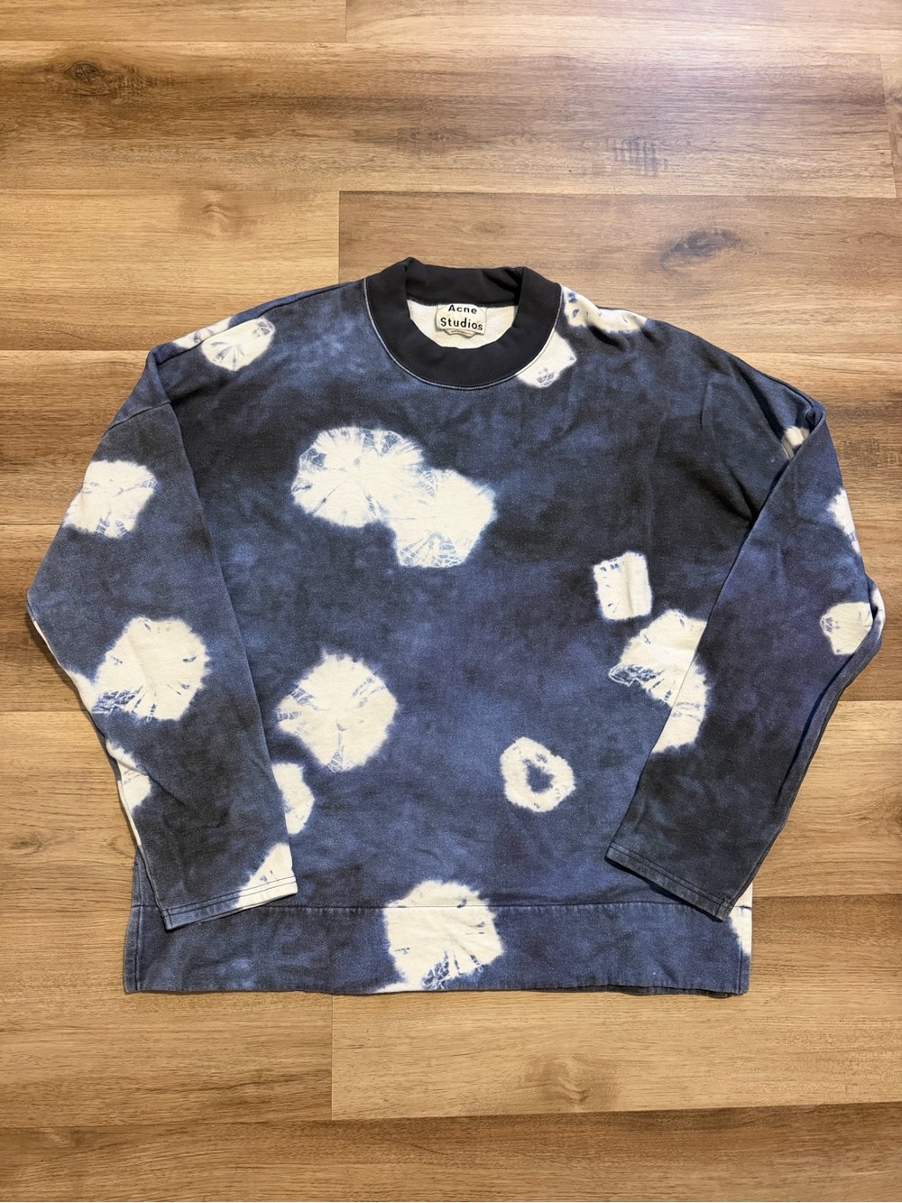 Acne Studios Fellke Bleach Indigo Sweatshirt Men’s Size Large 100% cotton